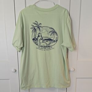 Quiksilver Men's Light Green Tropical Graphic Tee
